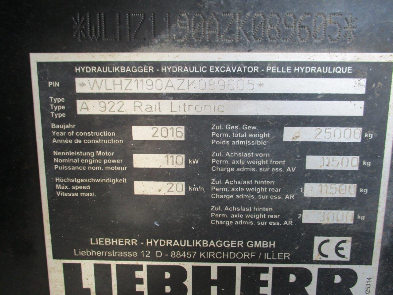 LIEBHERR A 922 Litr. PL wheel-type excavator