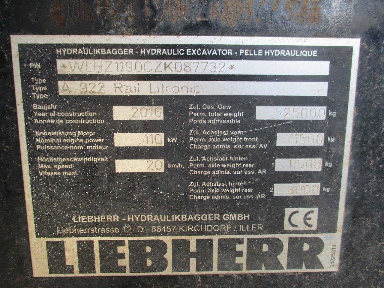 LIEBHERR A 922 Litr. PL wheel-type excavator